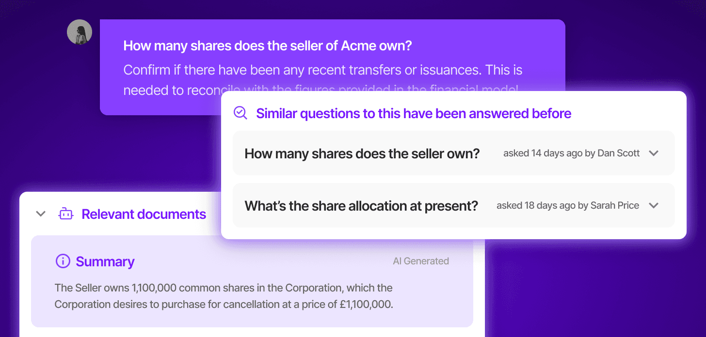 Liquid Logo in centre of a Data Room, Task List, Contacts list and activity feed.